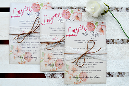 Image showing Vintage Hibiscus  invitation which starts at just 95p.