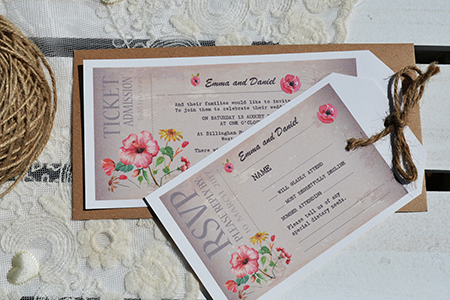 Image showing Vintage Ticket Invitation which starts at just 1.90