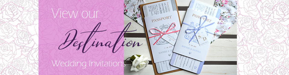Slider with image of passport travel themed wedding invitation bundle 